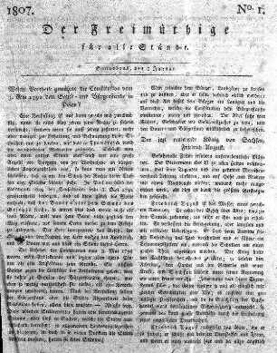 5.1807: Der Freimüthige oder Ernst und Scherz : ein Unterhaltungsblatt