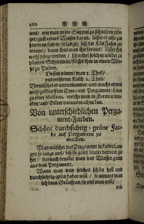 Von unterschiedlichen Pergament-Farben. - Von unterschiedlichen Leimen.