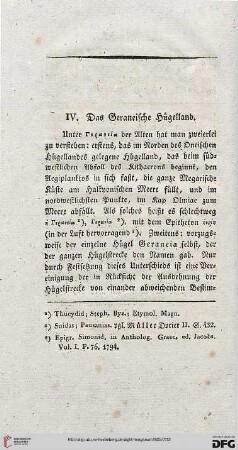 IV: Das Geraneische Hügelland