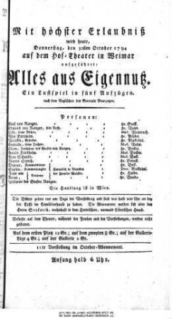 Alles aus Eigennutz