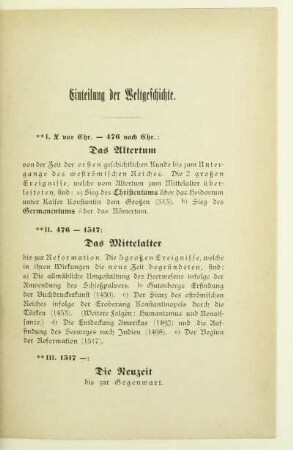 Einteilung der Weltgeschichte