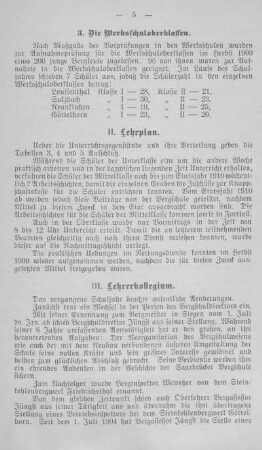 III. Lehrerkollegium