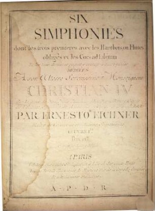 Six simphonies - Musiksammlung der Grafen zu Toerring-Jettenbach Dr 11 : dont les trois premières avec les hautbois ou flûtes obligés et les cors ad libitum ; oeuvre 1