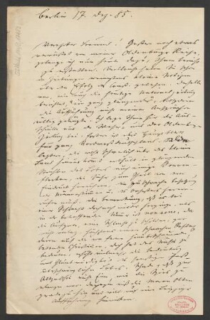 Brief an Ludwig Strecker  und B. Schott's Söhne : 17.12.1885