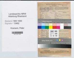 Entnazifizierung Peter Kremers, geb. 14.01.1898 (Postbeamter)