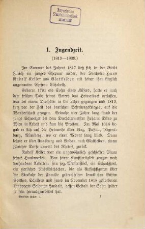 Gottfried Kellers Leben : seine Briefe und Tagebücher, 1. 1819 - 1850
