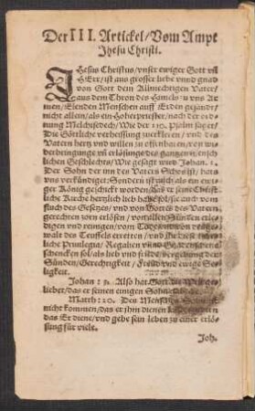 Der III. Artickel/ Vom Ampt Jhesu Christi.