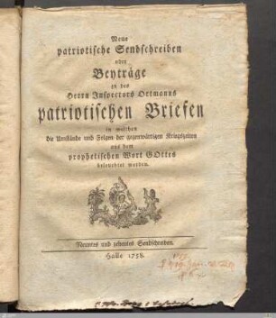 Neuntes und zehentes Sendschreiben.