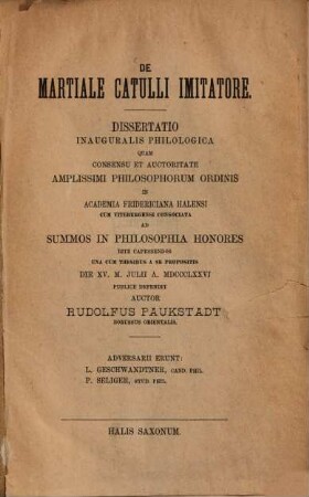 De Martiale Catulli imitatore