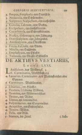 De Artibus Vestiariis. Locus LXXI.