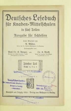 Teil 5 = Kl. 3, 2 u. 1, [Schülerbd.]: [Teil 5 = Kl. 3, 2 u. 1, [Schülerbd.]]