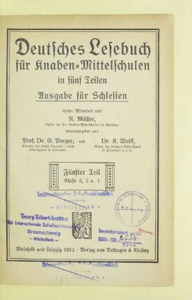 Teil 5 = Kl. 3, 2 u. 1, [Schülerbd.]: [Teil 5 = Kl. 3, 2 u. 1, [Schülerbd.]]