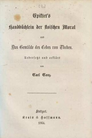 Epiktet's Handbüchlein der stoischen Moral