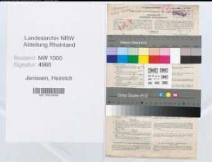 Entnazifizierung Heinrich Janissen, geb. 11.02.1888 (Zollassistent)