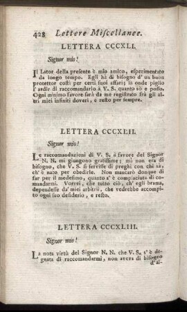 Lettera CCCXLI. = CCCXLI. Brief. - Lettera CCCLXVII. = CCCLXVII. Brief.