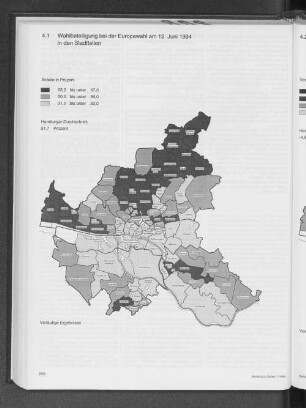 4.1 Wahlbeteiligung bei der Europawahl am 12. Juni 1994 in den Stadtteilen