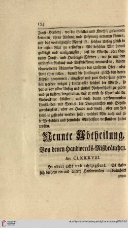 Neunte Abtheilung. Von denen Handwercks-Mißbräuchen