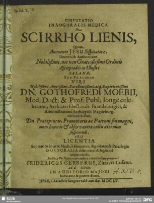 Disputatio Inauguralis Medica De Scirrho Lienis