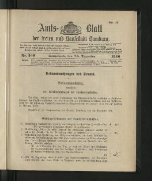 No. 269, 25. Dezember 1920