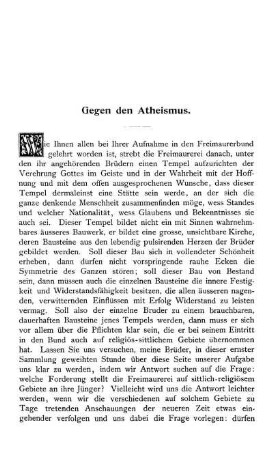 Gegen den Atheismus.