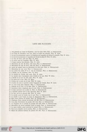 Liste des planches