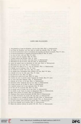 Liste des planches