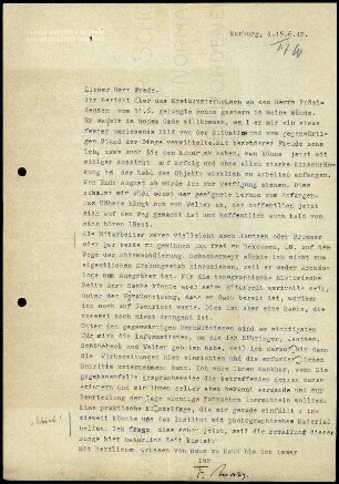 F. Matz an W. Wrede