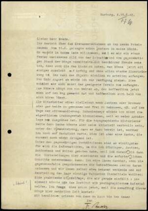 F. Matz an W. Wrede