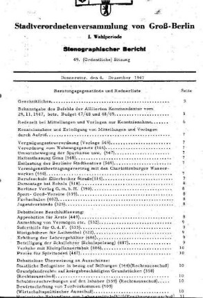Nr. 49, 4. Dezember 1947, Ordentliche Sitzung