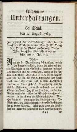 62 Stück. d. 12. August 1769.