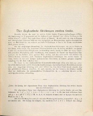 Ueber diophantische Gleichungen des zweiten Grades