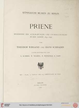 Priene : Ergebnisse der Ausgrabungen und Untersuchungen in den Jahren 1895-1898