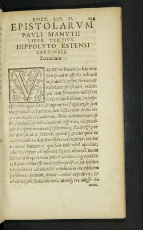 Epistolarum Pauli Manutii Liber Tertius.