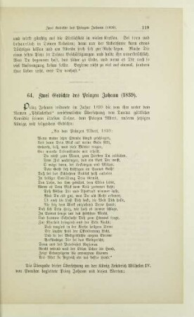 64. Zwei Gedichte des Prinzen Johann (1839)