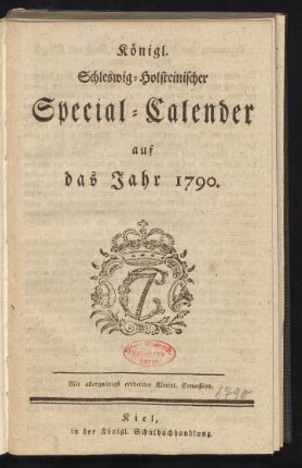 1790: Königl. Schleswig-Holsteinischer Special-Calender