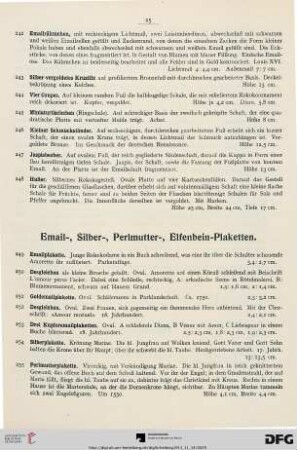 Email-, Silber-, Perlmutter-, Elfenbein-Plaketten (Nr. 249-267)