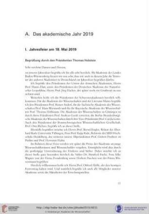 A. Das akademische Jahr 2019