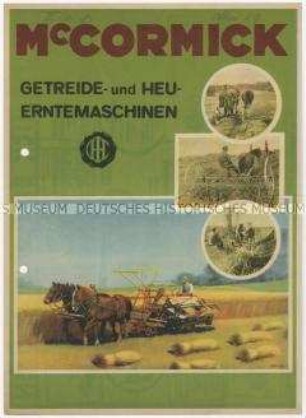 Informationsblatt über landwirtschaftliche Maschinen der Firma Mc. Cormick
