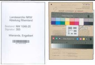 Entnazifizierung Engelbert Wienands , geb. 29.07.1893 (Haendler)
