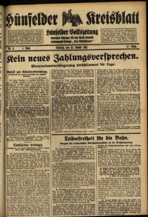 Erste Ausgabe vom Samstag, den 23. Januar 1932.
