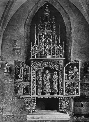 Heilsbronn, ehem. Zisterzienserklosterkirche, Marienaltar; Peter Strauss (Schnitzwerk); Sebastian Dayg (Malerei)