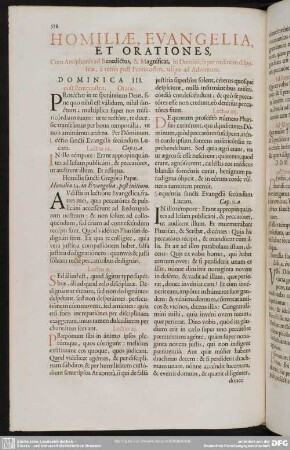 Homiliae, Evangelia, Et Orationes, Cum Antiphonis ad Benedictus, & Magnifiat in Diminicis per ordinem dispositae, a tertia post Pentecosten, usque ad Adventum
