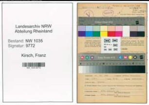 Entnazifizierung Franz Kirsch , geb. 09.12.1908 (Steiger)