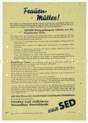 Aufruf an die Frauen, zu den Gemeindewahlen 1946 die Kandidaten der SED zu wählen