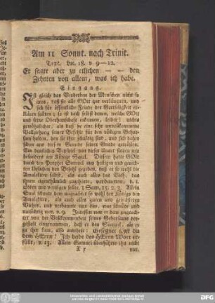 Am 11 Sonnt. nach Trinit. Text. Luc. 18. v. 9 - 12.