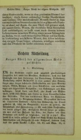 Sechste Abtheilung. Kurzer Abriß der allgemeinen Weltgeschichte