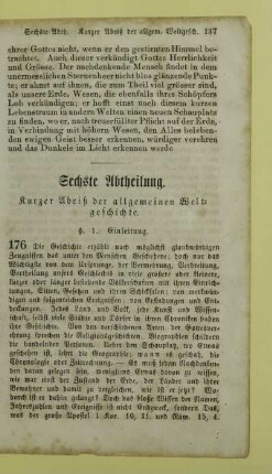 Sechste Abtheilung. Kurzer Abriß der allgemeinen Weltgeschichte