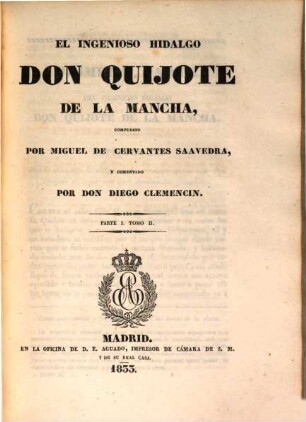 El ingenioso Hidalgo Don Quixote de LaMancha. 2. 1833. - 524 S.