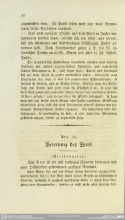Nro. 40. Bereitung des Biers