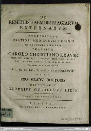 De Remediis Haemorrhagiarum Externarum